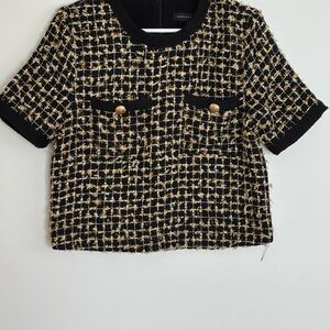Endless Rose Black and Gold Checkered Blouse